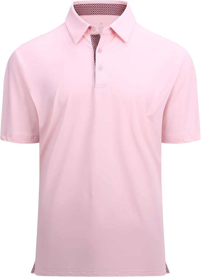 Alex Vando Mens Golf Shirt Moisture Wicking Quick-Dry Solid Short Sleeve Polo Shirts for Men