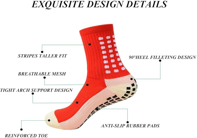 Men's Soccer Non Skid Ball Socks Anti Slip Grip Non Slip Socks, Shin Guard Sleeves, With Or Without Guard Straps for Football