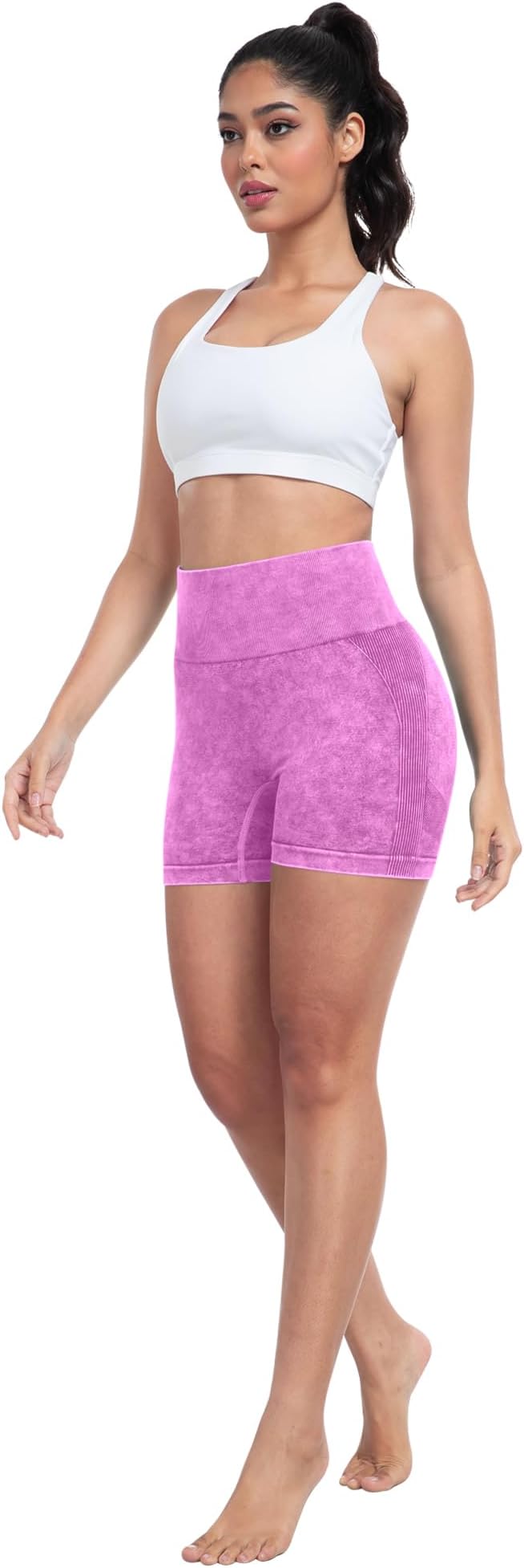 CHRLEISURE Women's 4 Packs Workout Gym Shorts, High Waisted Butt Lifting Scrunch Butt Seamless Booty Shorts