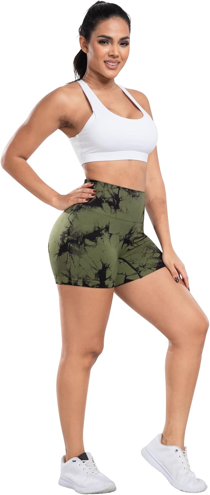 CHRLEISURE Women's 4 Packs Workout Gym Shorts, High Waisted Butt Lifting Scrunch Butt Seamless Booty Shorts