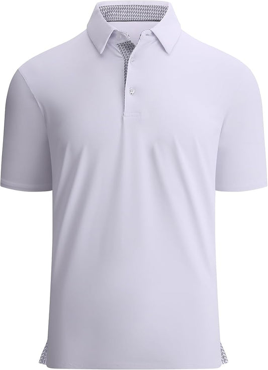 Alex Vando Mens Golf Shirt Moisture Wicking Quick-Dry Solid Short Sleeve Polo Shirts for Men