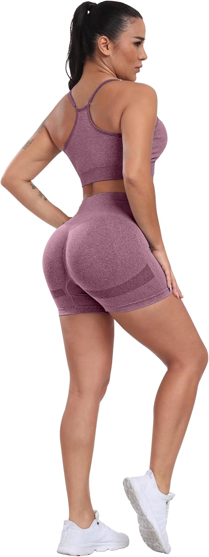 CHRLEISURE Women's 4 Packs Workout Gym Shorts, High Waisted Butt Lifting Scrunch Butt Seamless Booty Shorts