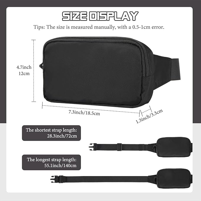 MoKo Fanny Packs for Women Men, Fashion Running Waist Packs, Crossbody Mini Bag Fanny Pack Belt Bag with Adjustable Strap for Running Outdoors Workout Travel Hiking Cycling