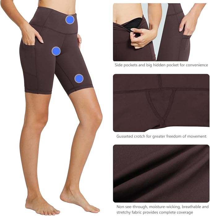 baleaf Women's 8"/ 5"/ 3" Biker Shorts High Waist Yoga Workout Gym Running Volleyball Spandex Shorts with Pockets