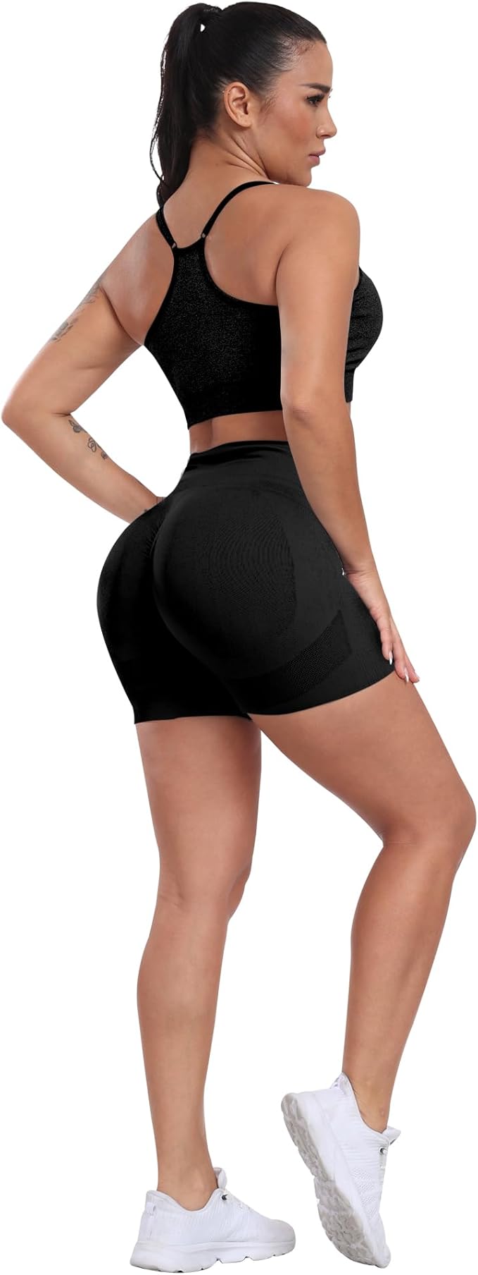 CHRLEISURE Women's 4 Packs Workout Gym Shorts, High Waisted Butt Lifting Scrunch Butt Seamless Booty Shorts