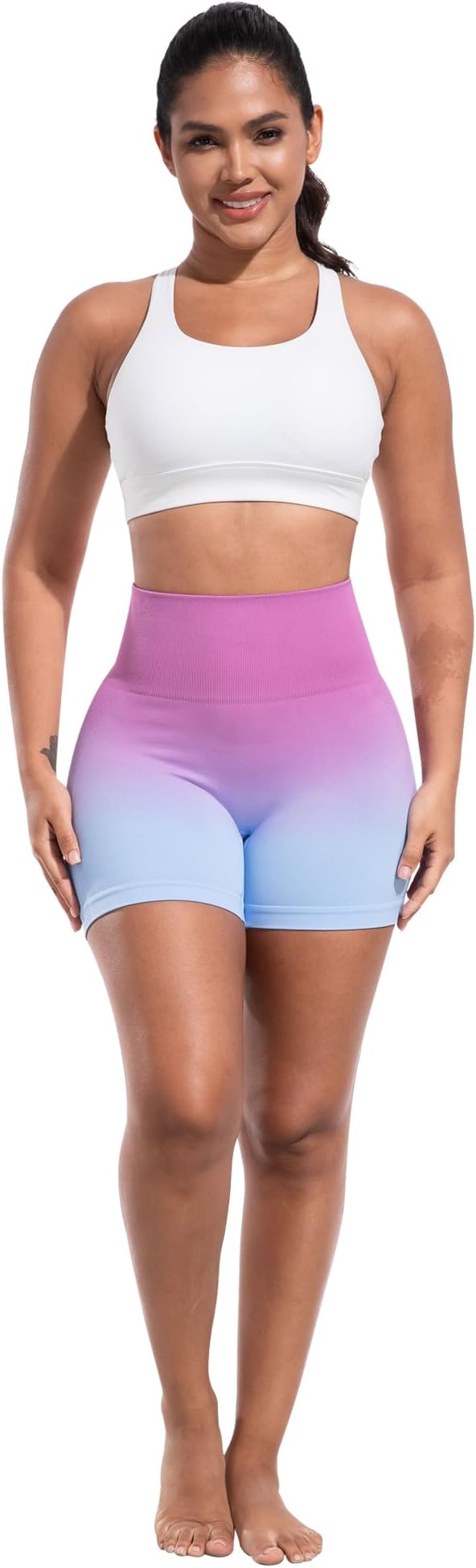 CHRLEISURE Women's 4 Packs Workout Gym Shorts, High Waisted Butt Lifting Scrunch Butt Seamless Booty Shorts
