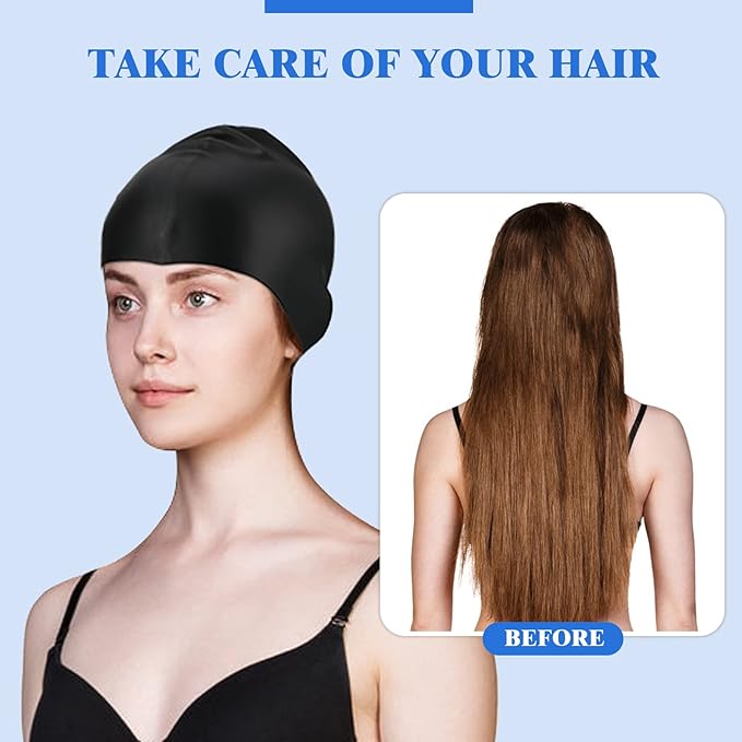 Syhood 6 Pieces Unisex Adult Silicone Swim Cap Waterproof Swimming Hat Non Slip Pool Hat Elastic Silicone Cap for Long and Short Hair