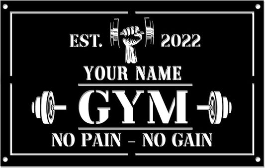Personalized Home Gym LED Tin Metal Sign Multiple Sizes, Gym Sign Wall Decor, Exercise Workout Room Decor Fitness Center, Motivational Inspirational Hanging Wall Art Wall Plaque (01 w/o lights)