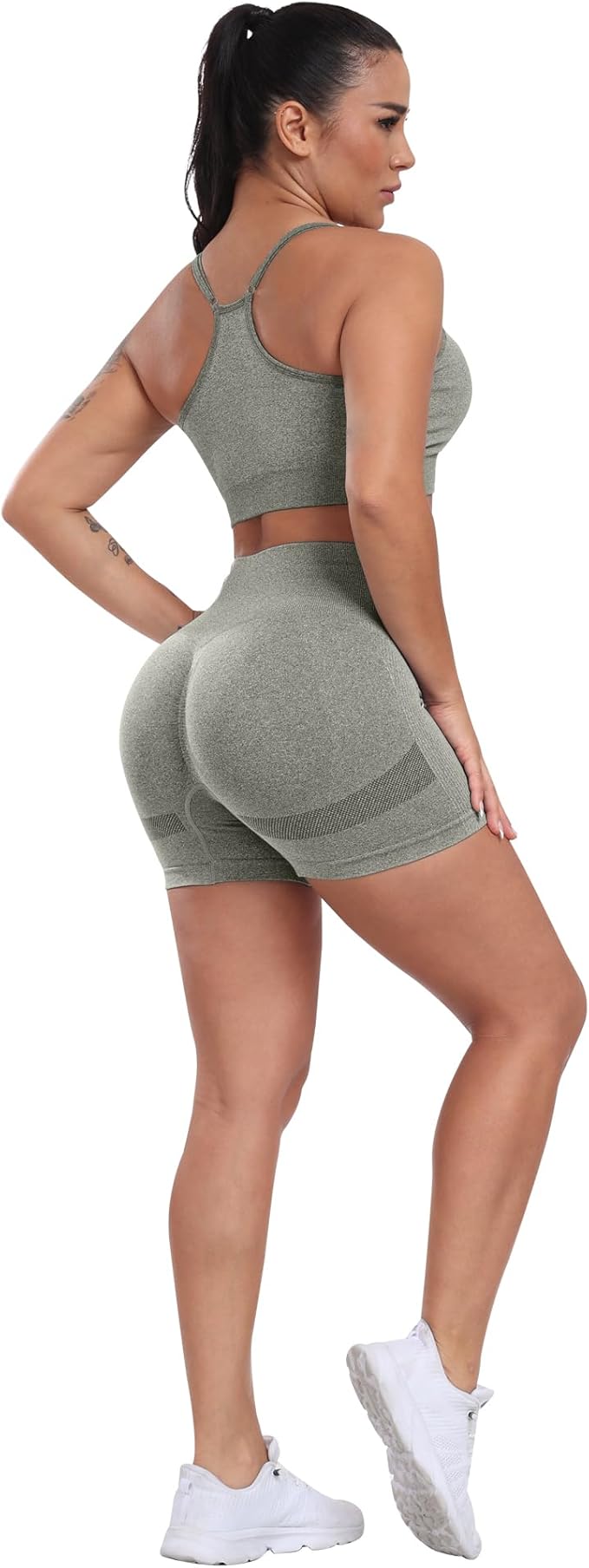CHRLEISURE Women's 4 Packs Workout Gym Shorts, High Waisted Butt Lifting Scrunch Butt Seamless Booty Shorts