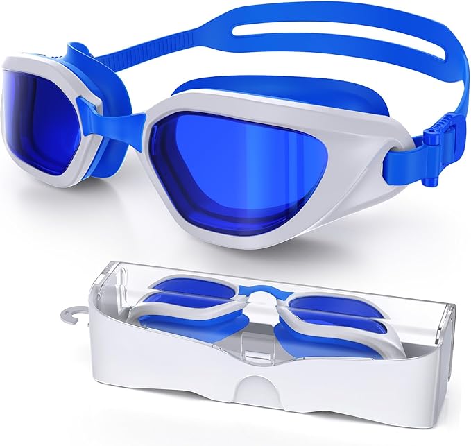 Swim Goggles, Unisex Adult Swimming Goggles Anti Fog Anti UV No Leakage Wide View for Men Women Youth