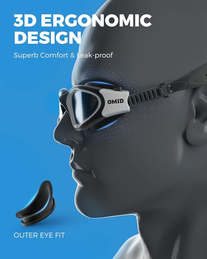 OMID Swim Goggles, P2 Polarized Swimming Goggles for Men Anti-fog Goggles Swimming for Adult Women