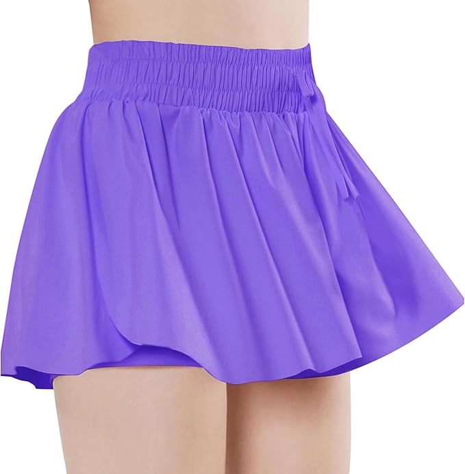 EXARUS Girls Butterfly Shorts Flowy Dance Skirt Cheer Skorts Athletic Tween Clothes Teen Preppy Outfits Flutter Kids