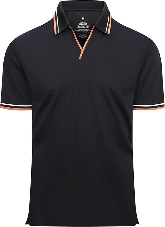 Esabel.C Jacquard Golf Shirts for Men Moisture Wicking Short Sleeve Performance Dry Fit Active Mens Polo Shirts