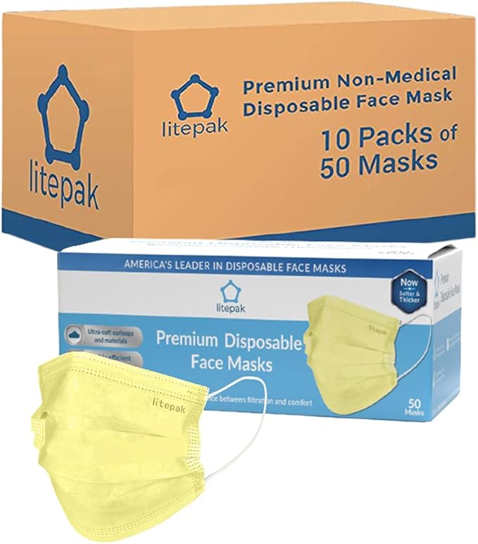 Litepak 500pcs Premium Disposable Face Mask SOFT 3ply Nose Wire