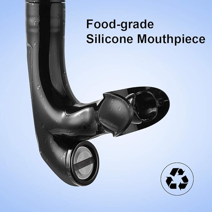 Swim Snorkel for Lap Swimming,Adult Swimmers Snorkeling Gear for Swimming Snorkel Training in Pool and Open Water,Snorkle Center Mount Silicone Mouthpiece One-Way Purge Valve