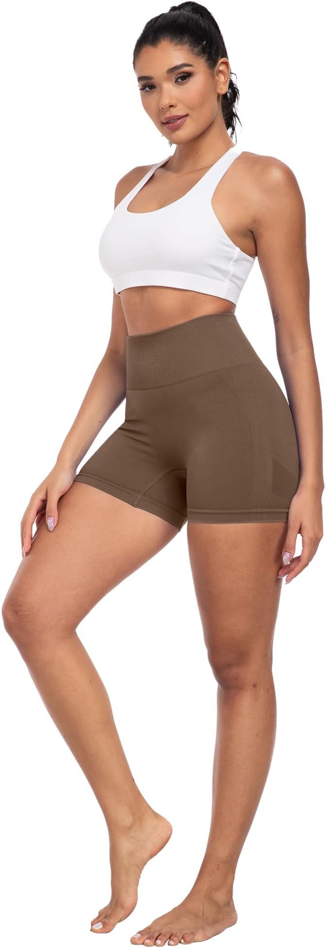 CHRLEISURE Women's 4 Packs Workout Gym Shorts, High Waisted Butt Lifting Scrunch Butt Seamless Booty Shorts