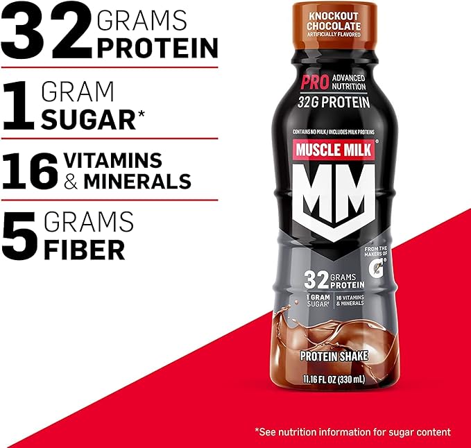 Muscle Milk Pro Advanced Nutrition Protein Shake, Intense Vanilla, 11.16 Fl Oz (Pack of 12), 32g Protein, 1g Sugar, 16 Vitamins & Minerals, 5g Fiber, Workout Recovery, Energizing Snack, Packaging May Vary