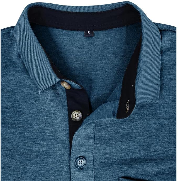 Men's Casual Polo Shirts Classic Button Basic Short Sleeve Shirt Solid Color Cotton Tees Golf Stylish Tops