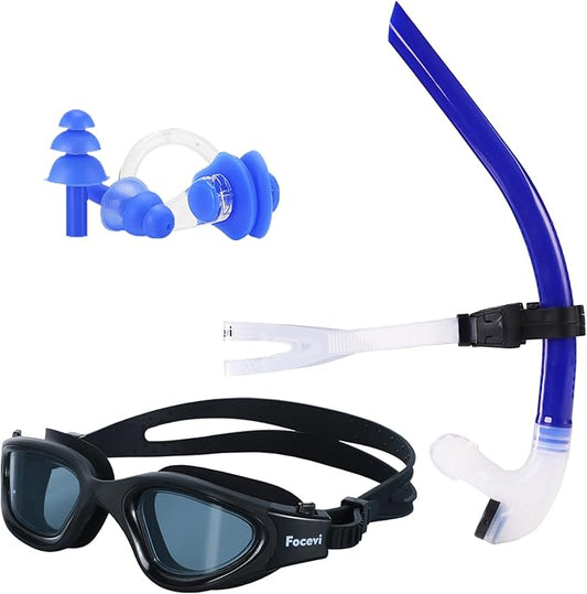 Swim Snorkel for Lap Swimming,No loud gurgling noise No hurt forehead No slip front swimming Snorkeling Training for adult/kid/youth,swimmer snorkle center Mount snorkel tube One-Way Purge Valve