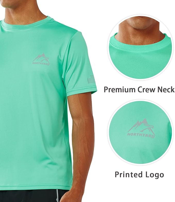 NORTHYARD Men's UPF 50+ Sun Protection Shirts Swim SPF UV Quick Dry Short Sleeve T-Shirts for Athletic Fishing Rash Guard