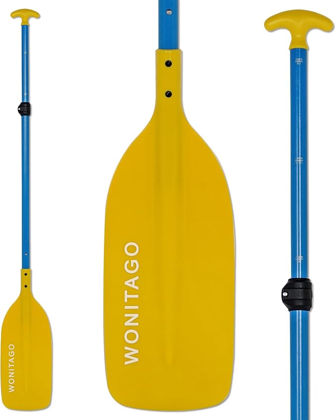 Canoe Paddles Aluminum Paddle with Plastic Blades Floating Adjustable Canoeing and Boating Oars, 122-152 cm/4-5 Ft, Black/Yellow