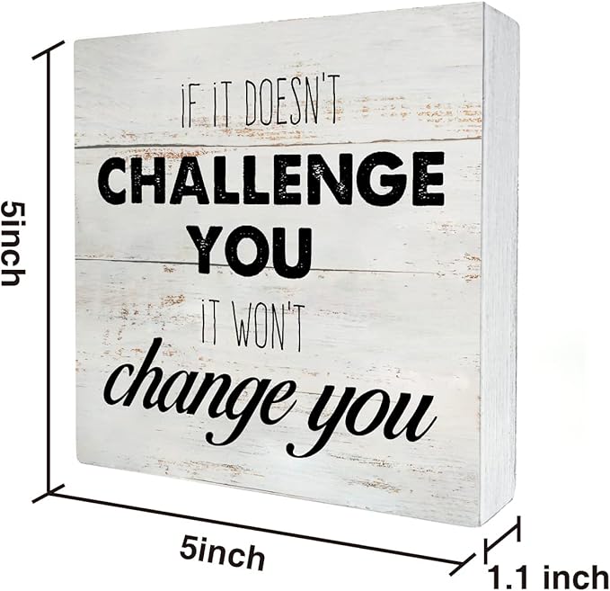 Rustic Uplifting Fitness Wood Box Sign Motivational Workout Wooden Box Sign Farmhouse Home Home Gym Desk Shelf Decor Gym Buddy Gift (5 X 5 Inch)