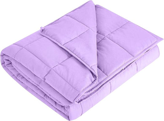 L'AGRATY Weighted Blanket - 48"x72" 15lbs Cooling Breathable Heavy Blanket with Glass Beads for Adult All-Season