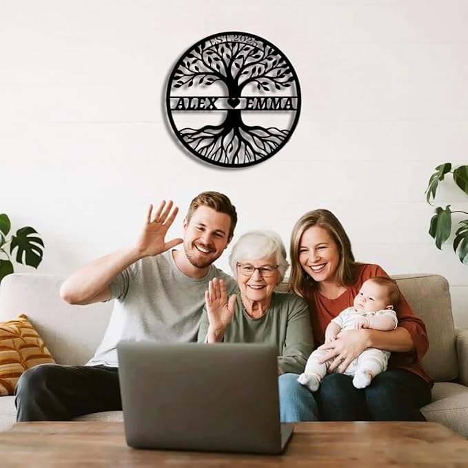 Personalized Tree of Life Metal Name Sign | Custom Metal Signs | Family Wall Art | Wedding Gift & Anniversary | Indoor Decor Gift for Women, Men, Wife, Parents, Couple
