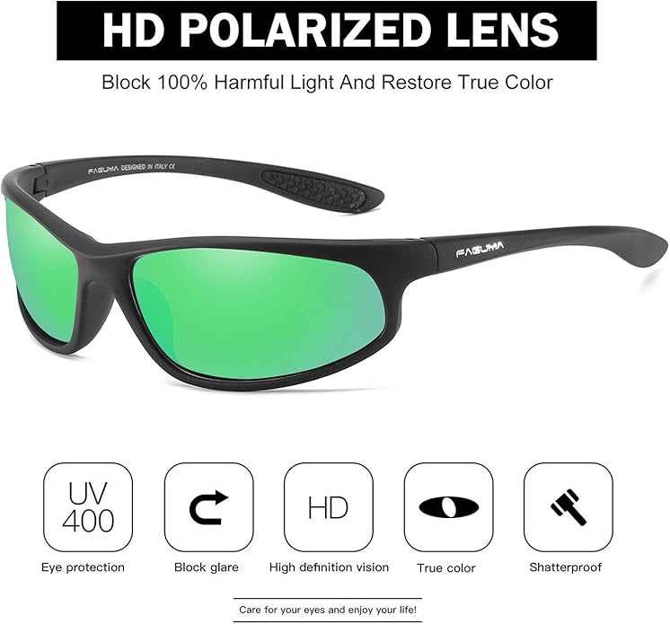 FAGUMA Polarized Sports Sunglasses For Men Cycling Driving Fishing UV400 Protection