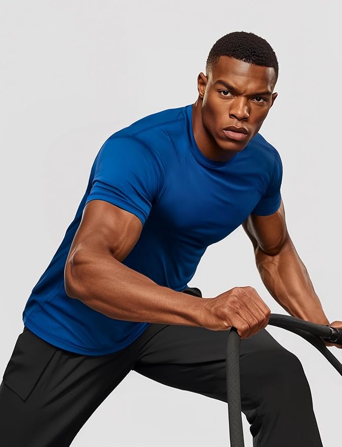 Zengjo Athletic Shirts for Men Short Sleeve Quick Dry Workout Running Gym Sport Exercise Tee Moisture Wicking