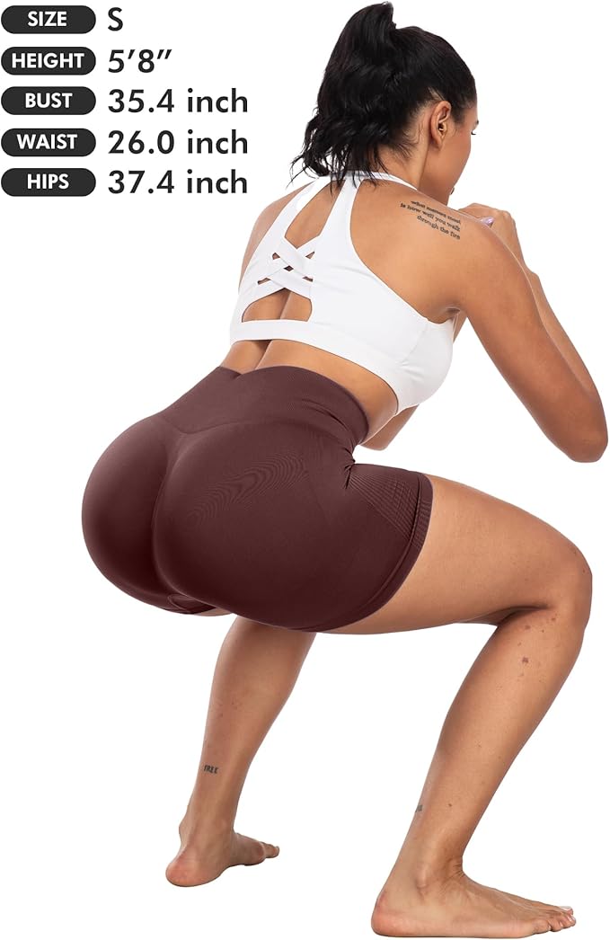 CHRLEISURE Women's 4 Packs Workout Gym Shorts, High Waisted Butt Lifting Scrunch Butt Seamless Booty Shorts