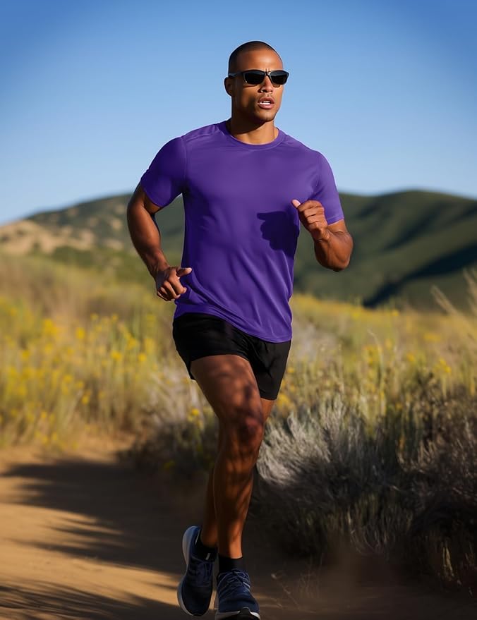 Zengjo Athletic Shirts for Men Short Sleeve Quick Dry Workout Running Gym Sport Exercise Tee Moisture Wicking