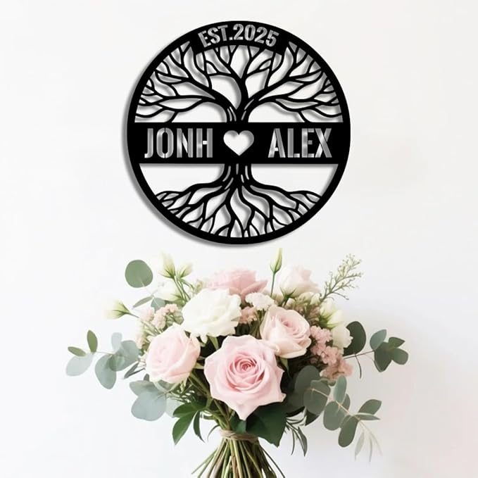 Personalized Tree of Life Metal Name Sign | Custom Metal Signs | Family Wall Art | Wedding Gift & Anniversary | Indoor Decor Gift for Women, Men, Wife, Parents, Couple