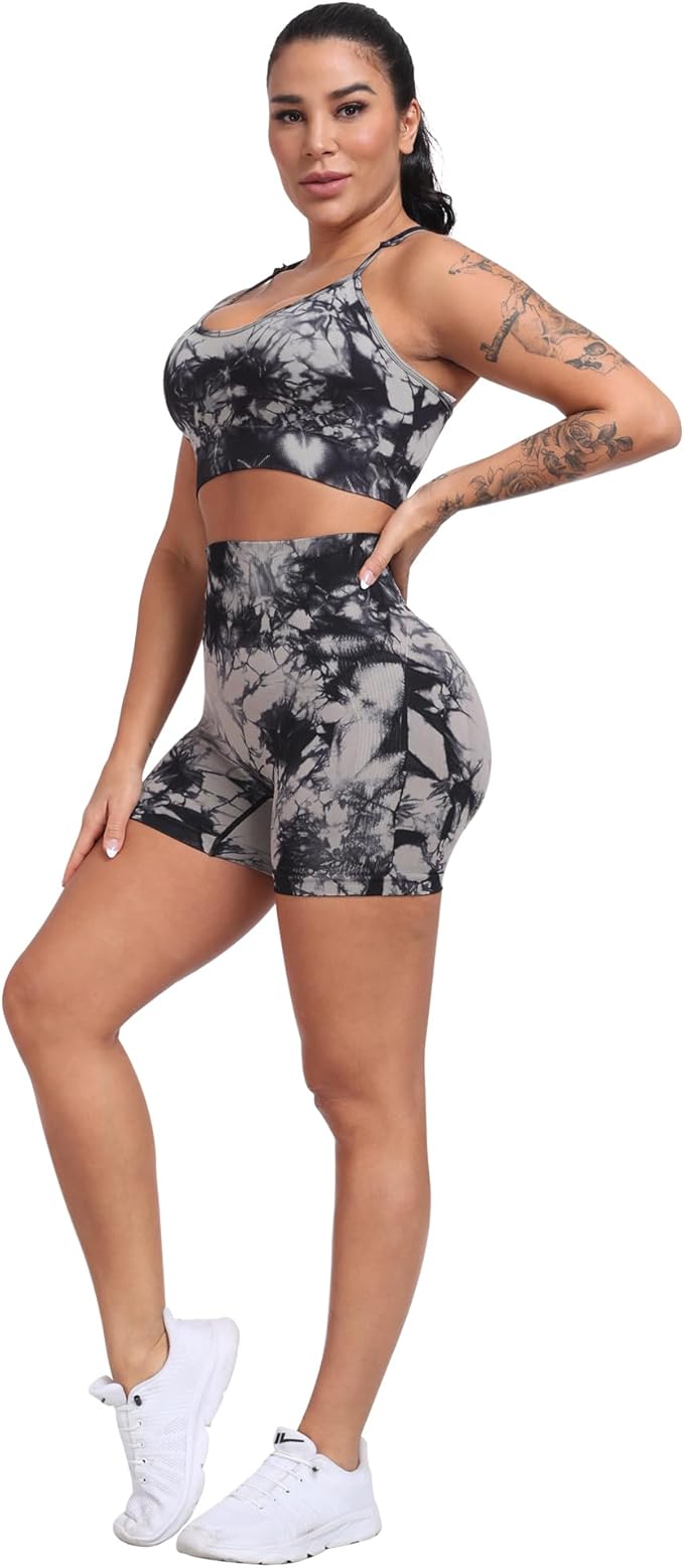 CHRLEISURE Women's 4 Packs Workout Gym Shorts, High Waisted Butt Lifting Scrunch Butt Seamless Booty Shorts