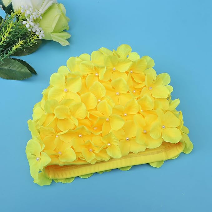 WINOMO Fashionable Swim Cap Floral Petal Stylish Swimming Hat Bathing Caps Size L for Women