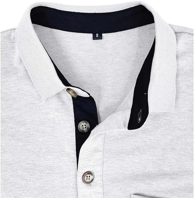 Men's Casual Polo Shirts Classic Button Basic Short Sleeve Shirt Solid Color Cotton Tees Golf Stylish Tops