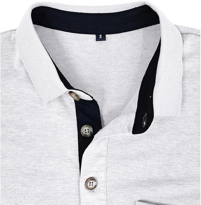 Men's Casual Polo Shirts Classic Button Basic Short Sleeve Shirt Solid Color Cotton Tees Golf Stylish Tops
