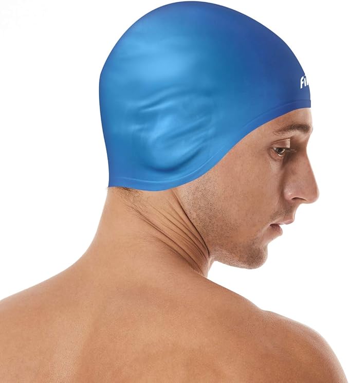 Firesara Swim Cap, Original Updated Swimming Cap 3D Ergonomic Design Comfortable Durable Ear Protection for Women Kids Men Adults Boys Girls for Long or Short Hair with Nose Clip and Ear Plugs