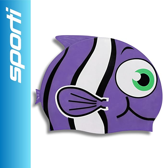 Sporti Silicone Swim Cap for Kids, Unisex Youth Swimming Cap, Protection Bathing Caps for Your Children, Aged 2-10