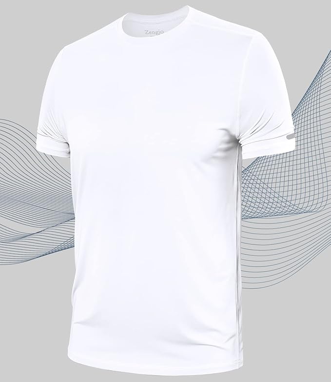 Zengjo Athletic Shirts for Men Short Sleeve Quick Dry Workout Running Gym Sport Exercise Tee Moisture Wicking