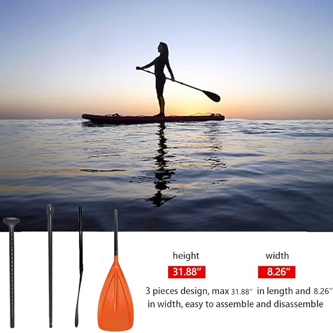 LBW 3 Piece SUP Paddle Board Paddle Floating Portable Paddleboard Accessories Adjustable Double Holes Lock Sturdy & Ergonomic for Surfing Beginner