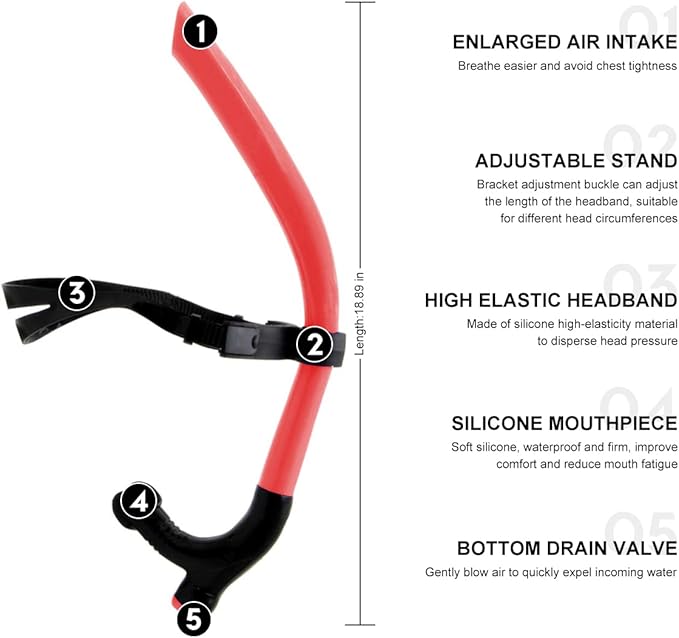 Snorkel Swim Training Practice Freestyle Learn to Swim for Pool Swimming and Open Water Snorkeling