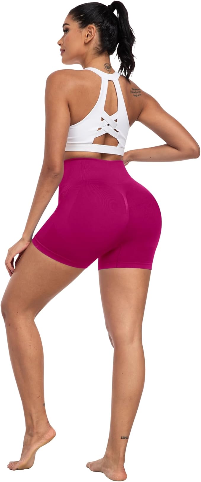 CHRLEISURE Women's 4 Packs Workout Gym Shorts, High Waisted Butt Lifting Scrunch Butt Seamless Booty Shorts