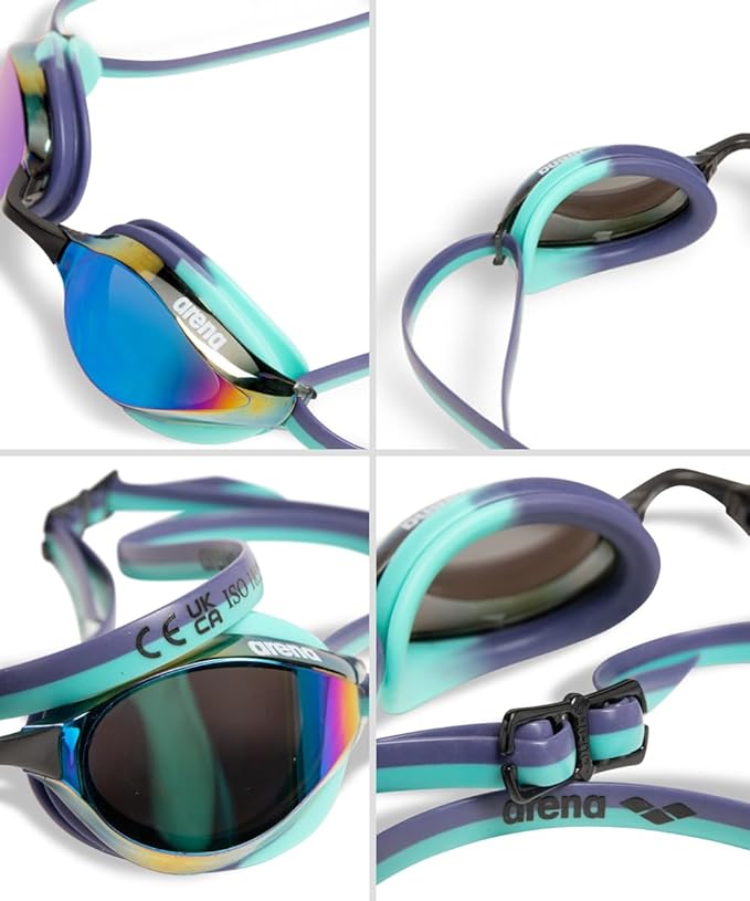 ARENA Unisex Python Racing Swim Goggles for Men and Women Anti-Fog No Leak Max Comfort Dual Strap, Mirror/Non-Mirror Lens