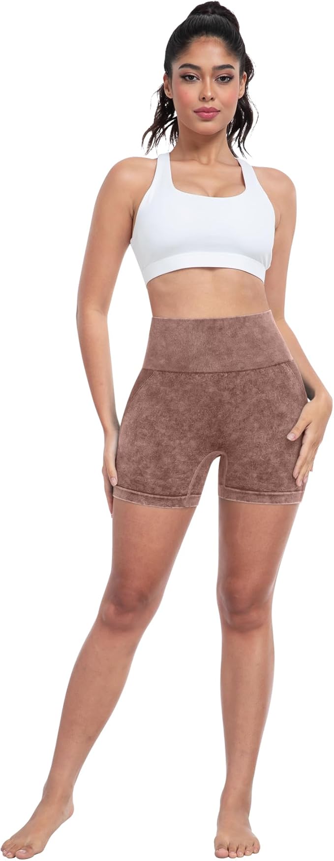 CHRLEISURE Women's 4 Packs Workout Gym Shorts, High Waisted Butt Lifting Scrunch Butt Seamless Booty Shorts