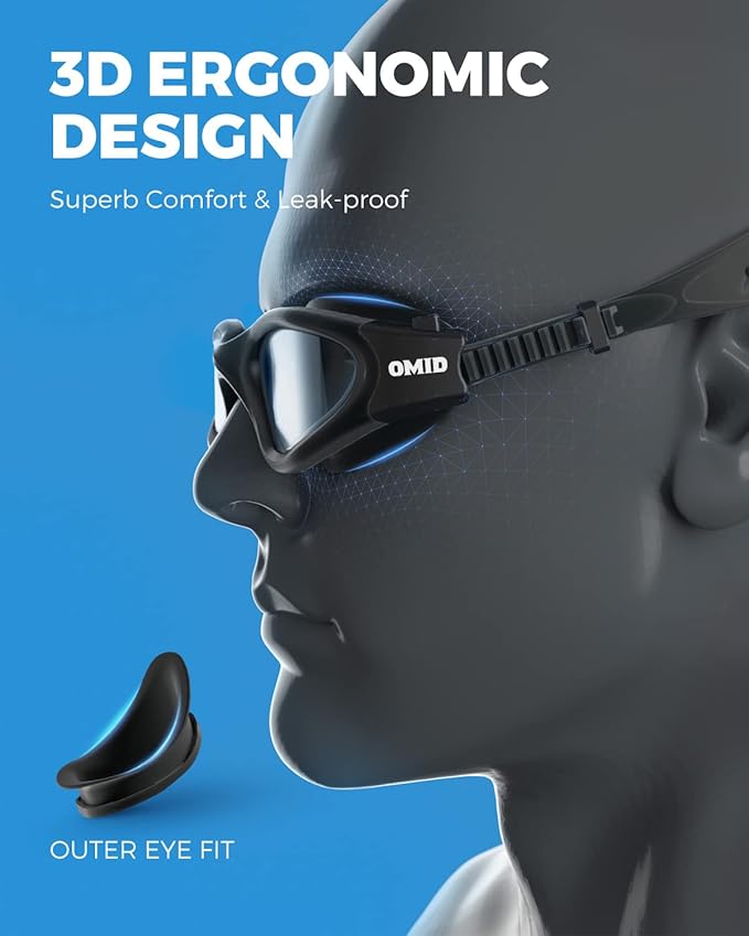 OMID Swim Goggles, P2 Polarized Swimming Goggles for Men Anti-fog Goggles Swimming for Adult Women