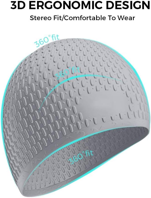 Tripsky Silicone Swim Cap,Comfortable Bathing Cap Ideal for Curly Short Medium Long Hair, Swimming Cap for Women and Men, Shower Caps Keep Hairstyle Unchanged…