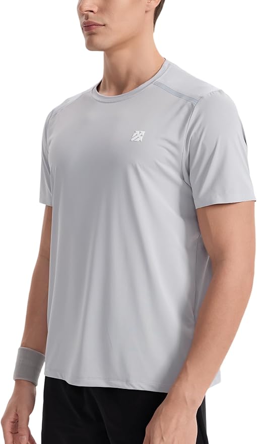 Mens Seamless Workout T-Shirts Lightweight Moisture Wicking Running Hiking Camping Tennis Pickleball Shirts for Men