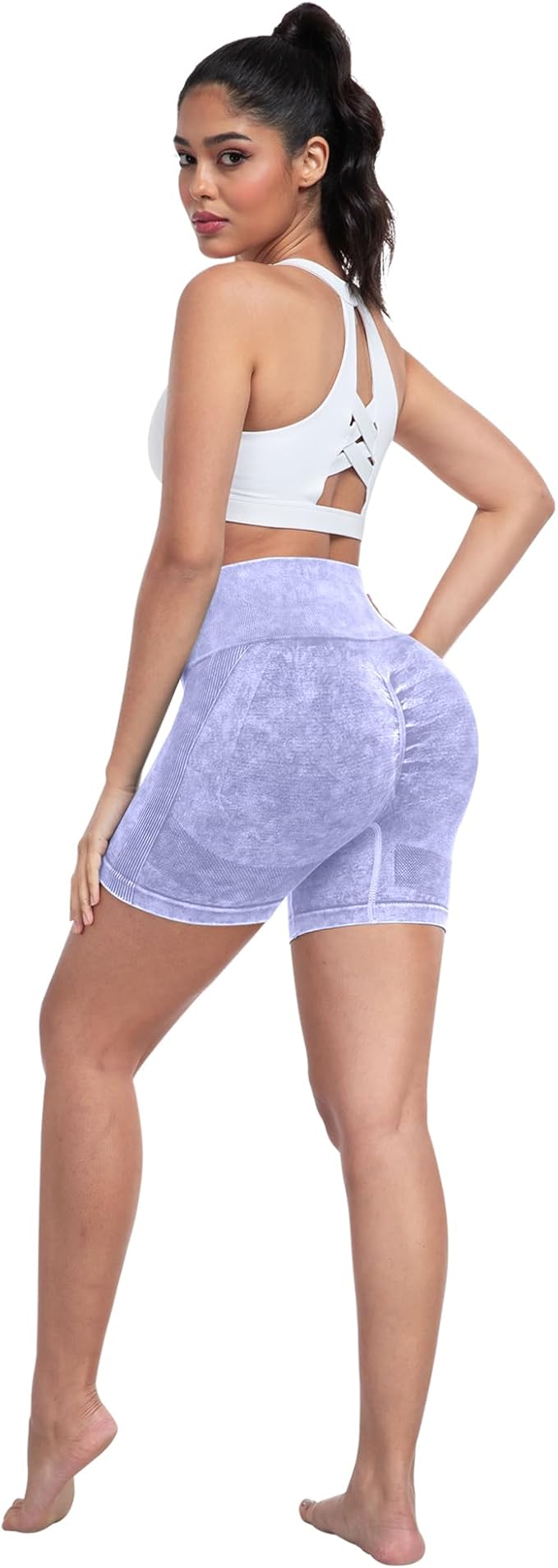 CHRLEISURE Women's 4 Packs Workout Gym Shorts, High Waisted Butt Lifting Scrunch Butt Seamless Booty Shorts