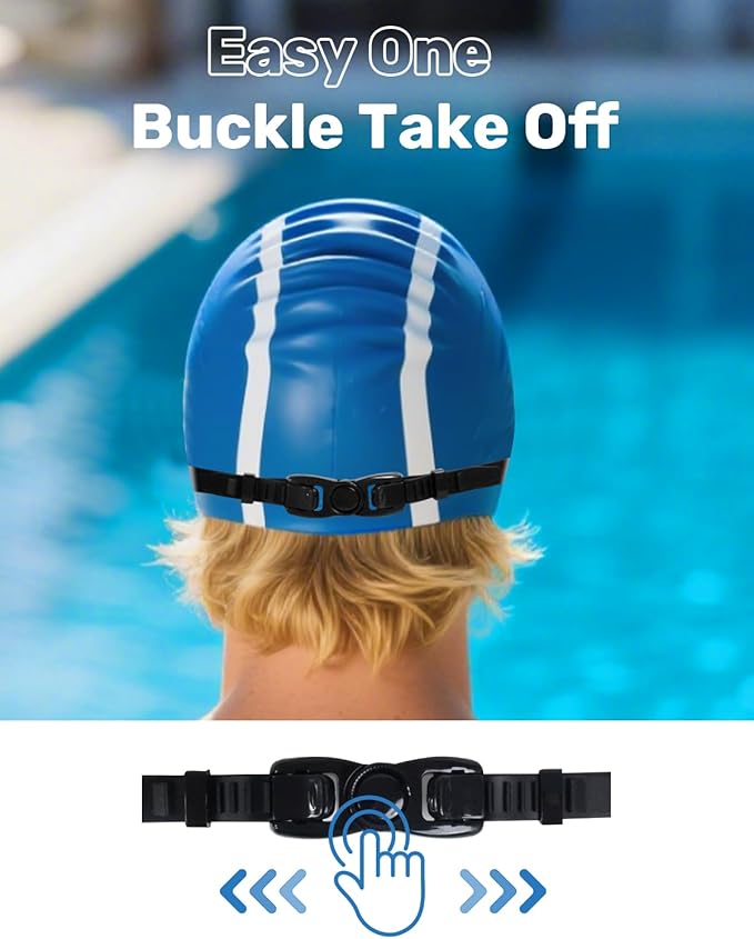 Swim Goggles for Adults, Wide View Anti-Fog & UV Swimming Goggles with Nose Clip & Ear Plugs, No Leak